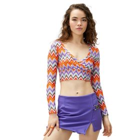 Koton 3SAL10195IK 2D0 Turuncu Geometrik Desenli Kadın T-shirt