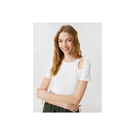 Koton 3SAL10210IK010 Ekru Kadın T-Shirt