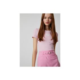 Koton 3SAL10224IK296 Pembe Kadın Crop T-Shirt