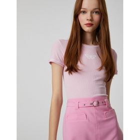 Koton 3SAL10224IK296 Pembe Kadın Crop T-Shirt