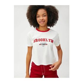 Koton 3SAL10229IK Ekru Kadın T-shirt