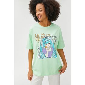Koton 3SAL10230IK762 Yeşil Baskılı Kadın T-Shirt