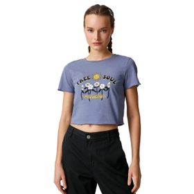 Koton 3SAL10256IK Mavi Baskılı Kadın T-Shirt