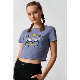 Koton 3SAL10256IK Mavi Baskılı Kadın T-Shirt