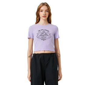 Koton 3SAL10266IK956 Mor Kadın Crop T-Shirt