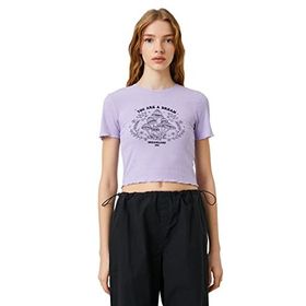 Koton 3SAL10266IK956 Mor Kadın Crop T-Shirt