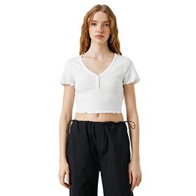 Koton 3SAL10271IK Ekru Kadın T-shirt