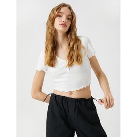 Koton 3SAL10271IK Ekru Kadın T-shirt