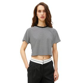 Koton 3SAL10280IK9S9 Siyah Kadın Crop T-Shirt