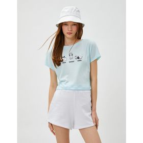Koton 3SAL10285IK657 Mavi Kadın Crop T-Shirt