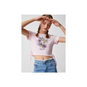Koton 3SAL10287IK353 Lila Kadın Crop T-Shirt