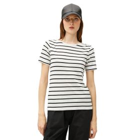 Koton 3SAL10289IK Siyah Beyaz Çizgili Kadın T-Shirt