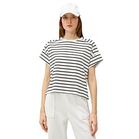 Koton 3SAL10289IK Siyah Beyaz Çizgili Kadın T-Shirt