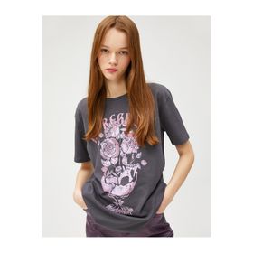 Koton 3SAL10299IK931 Antrasit Kadın T-Shirt
