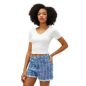 Koton 3SAL10312IK010 Ekru Kadın Crop T-Shirt