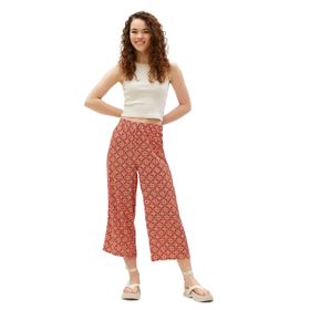 Koton 3SAL40028IW Bordo Etnik Desenli Bol Paça Kadın Pantolon