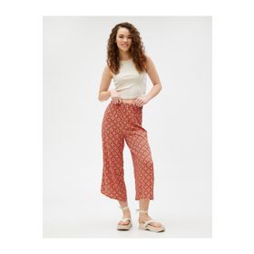 Koton 3SAL40028IW Bordo Etnik Desenli Bol Paça Kadın Pantolon