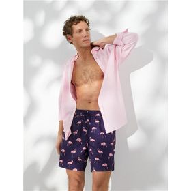 Koton 3SAM00050BW Pembe Erkek Normal Bel Beli Bağlamalı Hayvanlar Baskılı Deniz Şortu