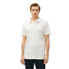 Koton 3SAM10008MK 000 Beyaz Erkek Jersey Pamuk Polo Yaka Basic T-Shirt