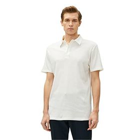 Koton 3SAM10008MK 000 Beyaz Erkek Jersey Pamuk Polo Yaka Basic T-Shirt