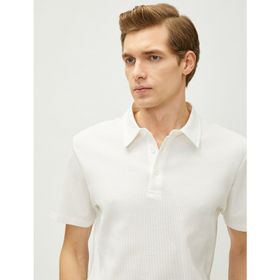Koton 3SAM10008MK 000 Beyaz Erkek Jersey Pamuk Polo Yaka Basic T-Shirt