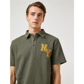 Koton 3SAM10011MK 801 Haki Erkek Polyester Jersey Polo Yaka T-Shirt