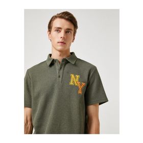 Koton 3SAM10011MK 801 Haki Erkek Polyester Jersey Polo Yaka T-Shirt