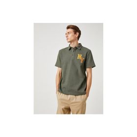 Koton 3SAM10011MK 801 Haki Erkek Polyester Jersey Polo Yaka T-Shirt