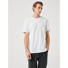 Koton 3SAM10014HK Beyaz 000 Erkek Jersey Pamuk T-Shirt