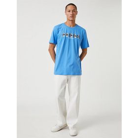 Koton 3SAM10025HK Mavi 1Bm Erkek Pamuk Jersey T-Shirt