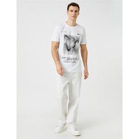 Koton 3SAM10035HK 000 Beyaz Pamuk Jersey Erkek T-Shirt