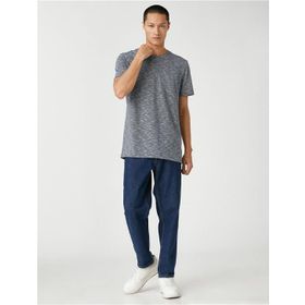 Koton 3SAM10036HK İndigo In3 Erkek Pamuk Jersey T-Shirt