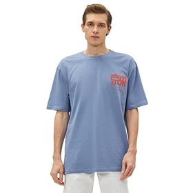 Koton 3SAM10046HK 655 Mavi Erkek Pamuk Jersey T-Shirt