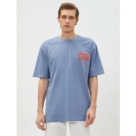 Koton 3SAM10046HK 655 Mavi Erkek Pamuk Jersey T-Shirt