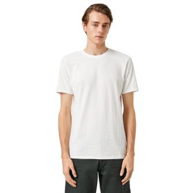Koton 3SAM10057HK 010 Ekru Erkek Pamuk Jersey T-Shirt