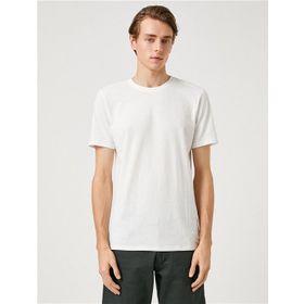 Koton 3SAM10057HK 010 Ekru Erkek Pamuk Jersey T-Shirt