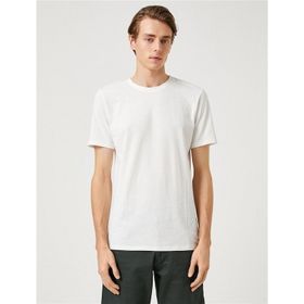 Koton 3SAM10057HK 010 Ekru Erkek Pamuk Jersey T-Shirt