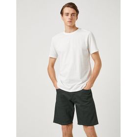 Koton 3SAM10057HK 010 Ekru Erkek Pamuk Jersey T-Shirt