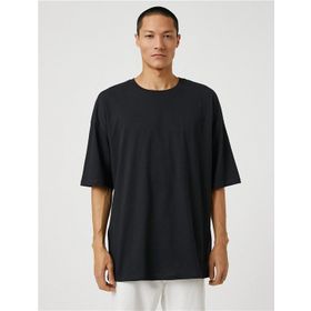 Koton 3SAM10059HK Siyah 999 Erkek Jersey Pamuk T-Shirt