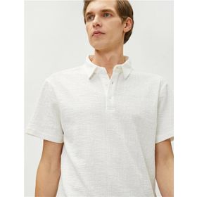 Koton 3SAM10074MK 010 Ekru Erkek Pamuk Jersey Kısa Kol Polo Yaka T-Shirt