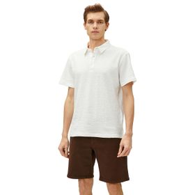 Koton 3SAM10074MK 010 Ekru Erkek Pamuk Jersey Kısa Kol Polo Yaka T-Shirt