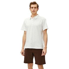 Koton 3SAM10074MK 010 Ekru Erkek Pamuk Jersey Kısa Kol Polo Yaka T-Shirt