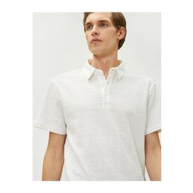 Koton 3SAM10074MK 010 Ekru Erkek Pamuk Jersey Kısa Kol Polo Yaka T-Shirt