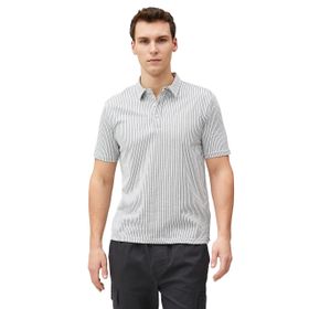 Koton 3SAM10075MK 03S Gri Çizgili Erkek Polo Yaka T-shirt
