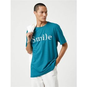 Koton 3SAM10079HK Petrol 700 Erkek Pamuk Jersey T-Shirt