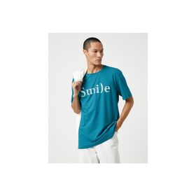 Koton 3SAM10079HK Petrol 700 Erkek Pamuk Jersey T-Shirt