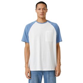 Koton 3SAM10098HK Orta İndigo 740 Erkek Jersey Pamuk T-Shirt