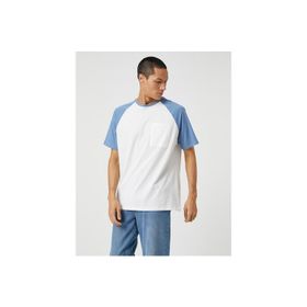 Koton 3SAM10098HK Orta İndigo 740 Erkek Jersey Pamuk T-Shirt