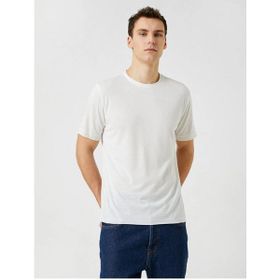 Koton 3SAM10182HK 000 Beyaz Erkek Viskoz Jersey Basic Kısa Kollu O Yaka T-Shirt