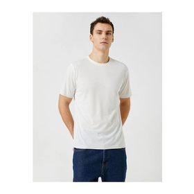 Koton 3SAM10182HK 000 Beyaz Erkek Viskoz Jersey Basic Kısa Kollu O Yaka T-Shirt